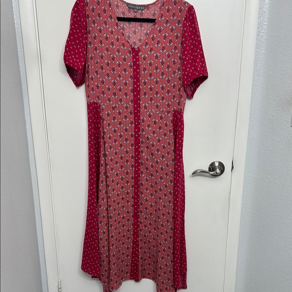Sharagano Pink V-Neck Midi Sundress